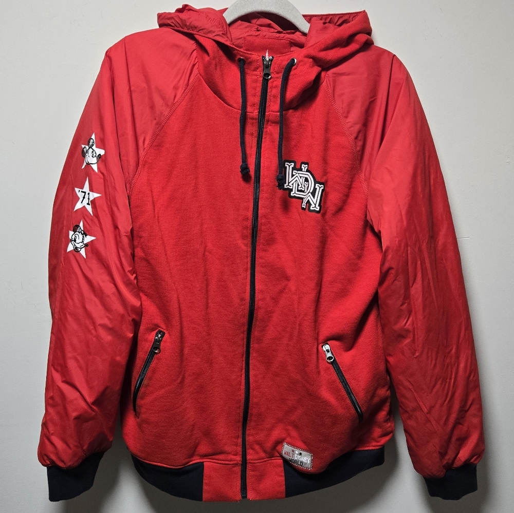 Walt Disney World Jacket Size Medium Red Hooded Jacket Unisex Disney Parks Retro